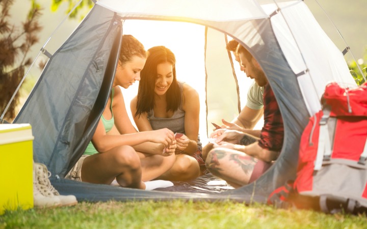 people in a tent