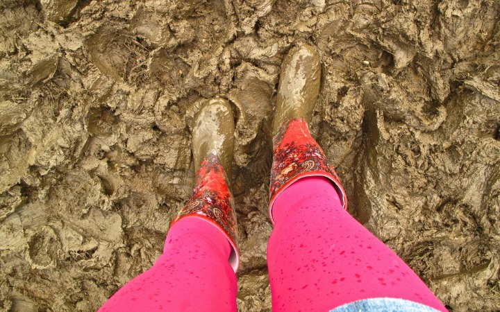 walking through mud