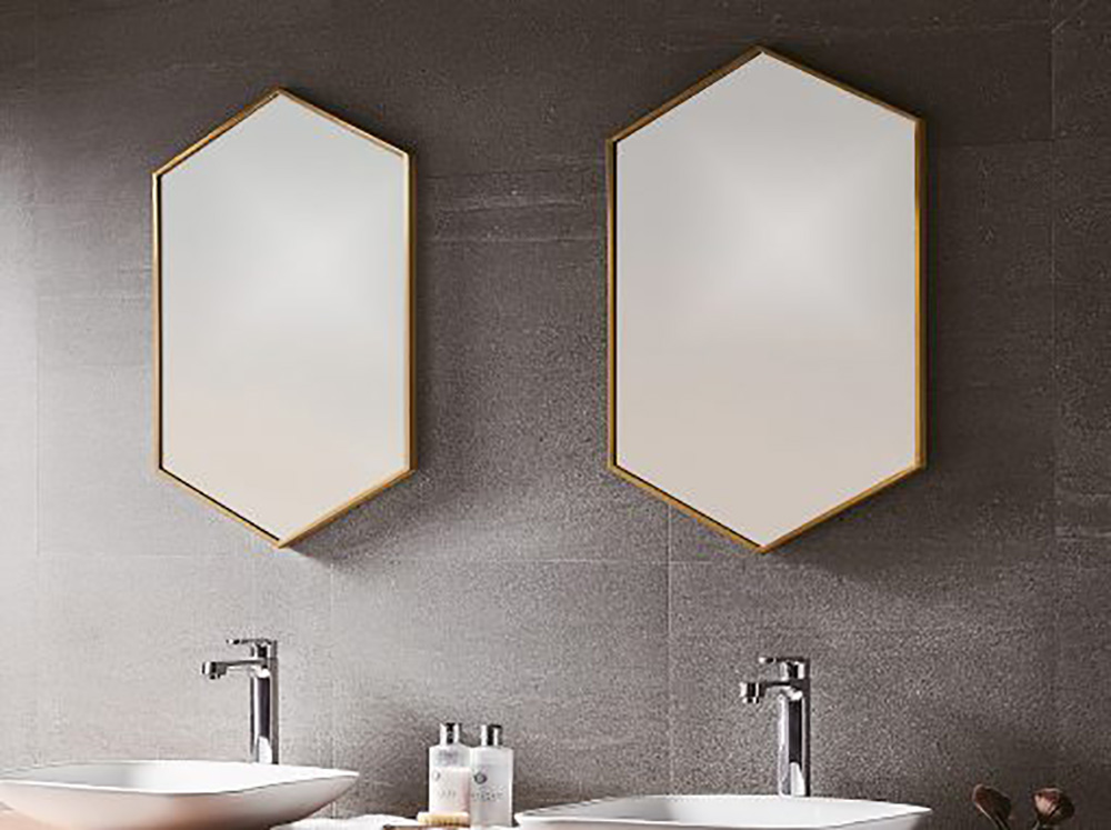 Docklands Hexagonal Mirror in Brushed Brass