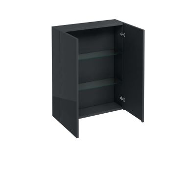 Britton Aqua Double Door Wall Cabinet 600mm Anthracite Grey | Soakology
