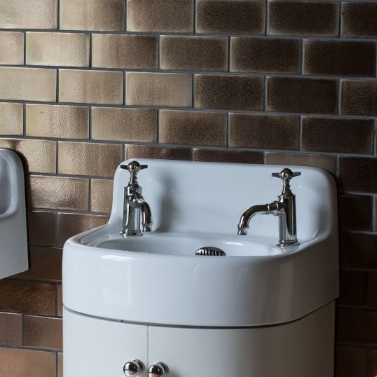 Arcade Cloakroom Basin with Overflow 500mm 2TH Nickel Soakology