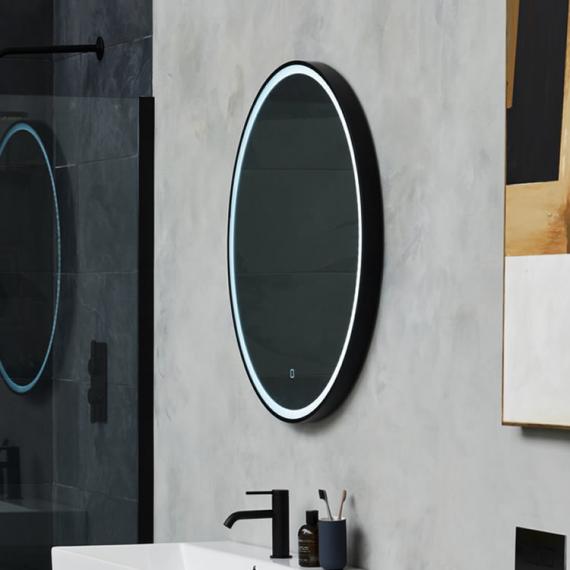 Matt Black Frame Adjustable Led Mirror With Demister Matt Black Frame Adjustable Led Mirror, Black Light Up Mirror For Bathroom