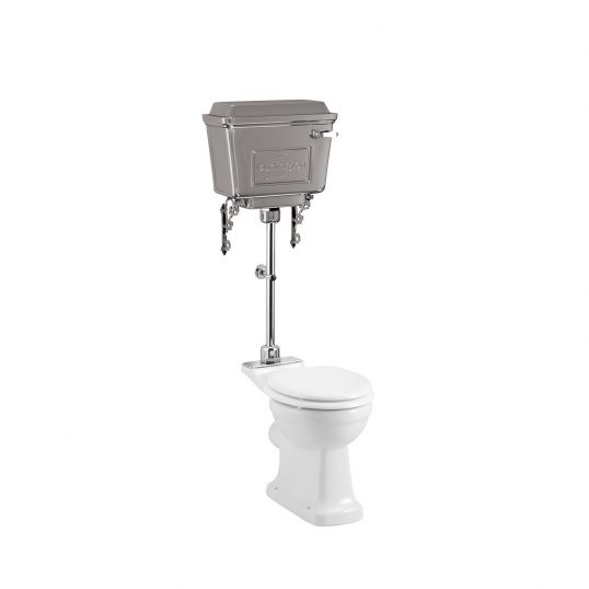 Burlington Chrome Aluminium Medium Level Toilet with Cistern Soakology